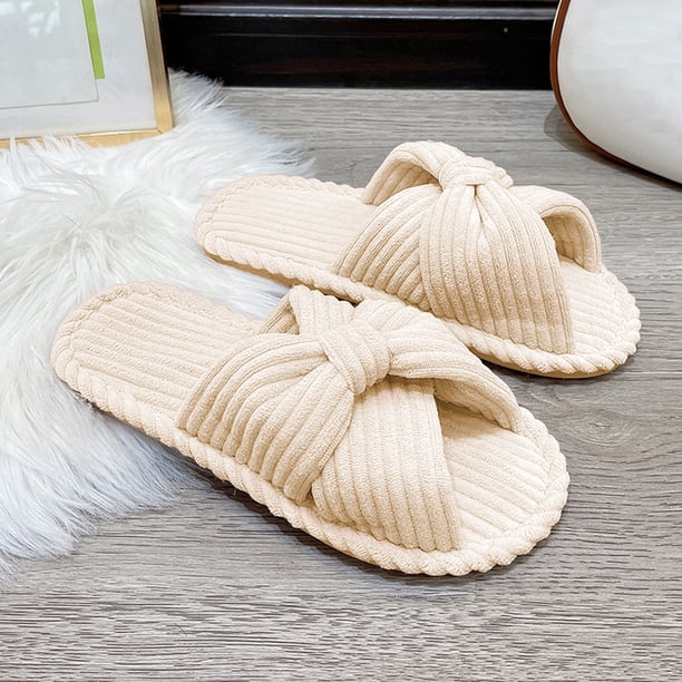 Las mujeres se deslizan en zapatillas cómodas casa arco bandas cruzadas diapositivas zapatillas antideslizantes DQrwqpou Tenis De Mujer Tenis De Hombre