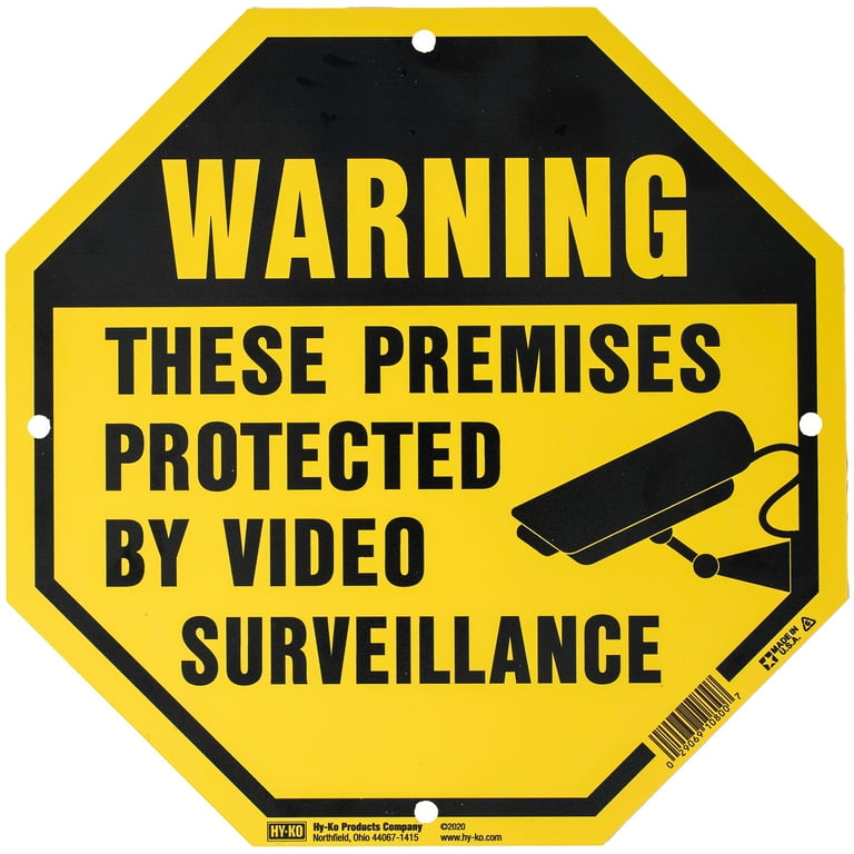 ⚠️sui⚠️ HY-KO 9x9 Octagon Video Surveillance Sign Plastic - Walmart.com