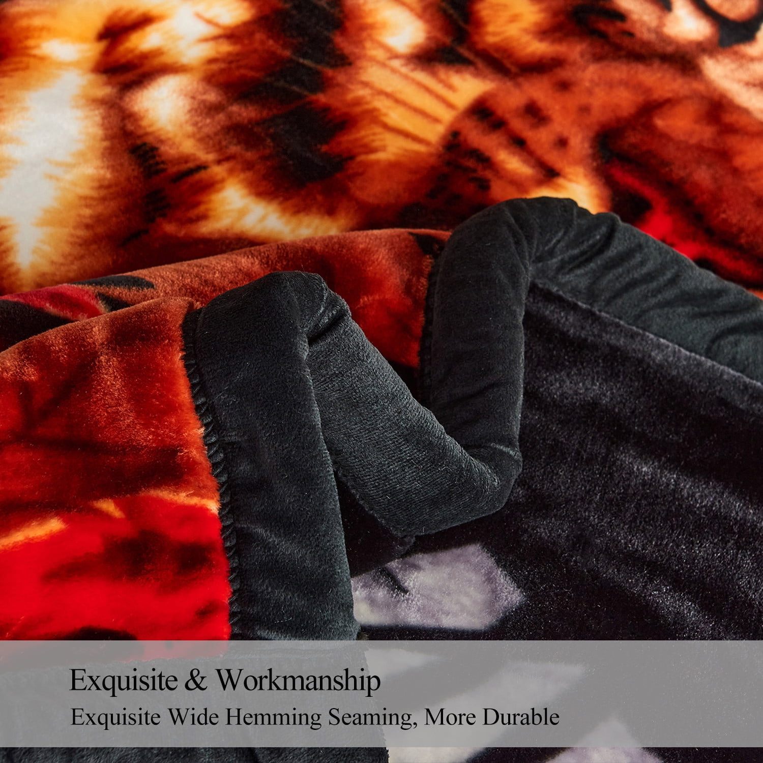 NC Thick Fleece Blanket King Size,10lbs 2 Ply Faux Mink Bed Blanket for Winter, Tiger, 85"x93"