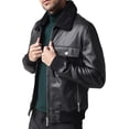 thumbnail image 2 of Men's Real Leather Flight Bomber Jacket Air Force Aviator with Sherpa Collar - 100% Lambskin Leather, 2 of 5
