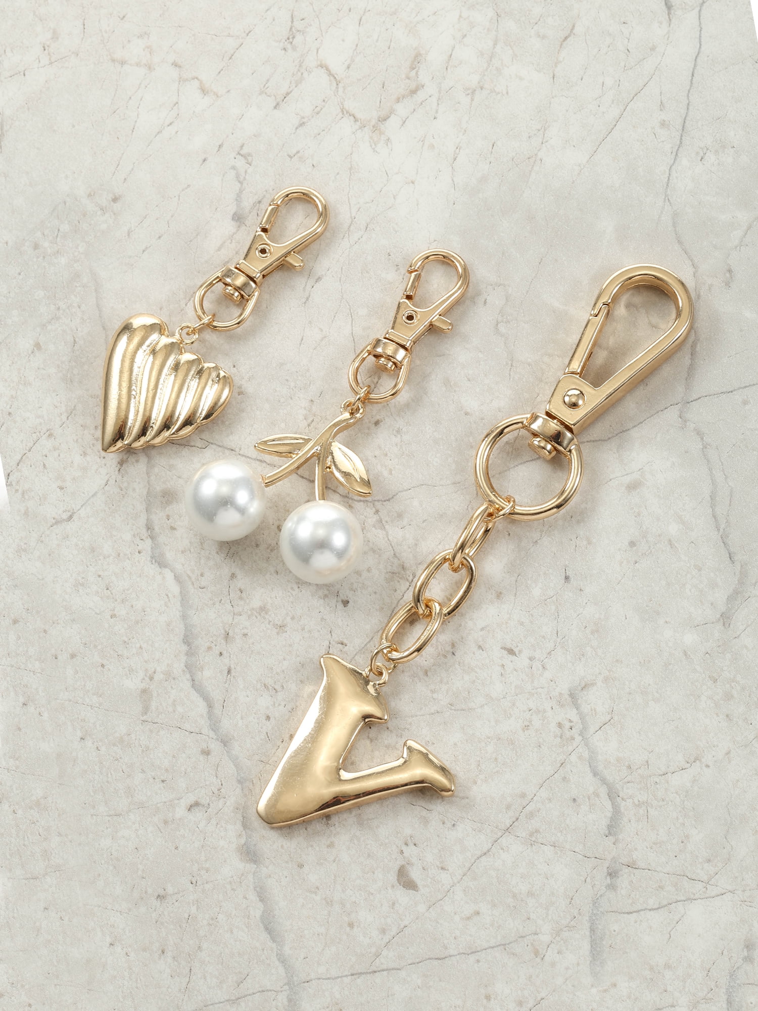 Time and Tru Goldtone Initial Letter Bag Charm Set, 3 Pieces, Letter V