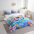 thumbnail image 3 of Homewish Cartoon Butterflies 7-Piece Twin Bedding Sets,Rustic Plant Flowers Bedding Comforter Set,Blue Pink Sheet Sets For Girl Teens,Breathable Home Decor Reversible, 3 of 8