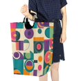 thumbnail image 4 of Yayeee Freestanding Laundry Hamper with Handle Collapsible Large Storage Basket for Clothes, Purple Geometric, 4 of 7