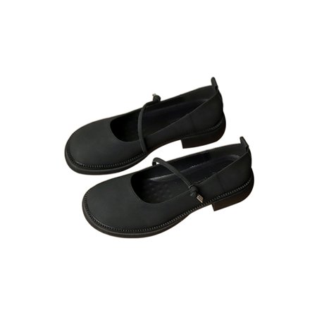 

Difumos Womens Comfort Round Toe Flats Chunky Pumps School Casual Black 7