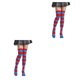 thumbnail image 2 of Guardurnaity Paquete de 2 calcetines a rayas de talla grande hasta el muslo Únicos, flexibles, cómodos, fáciles de combinar, de moda, sin medias, rojo azul a rayas 2piezas, 2 of 6