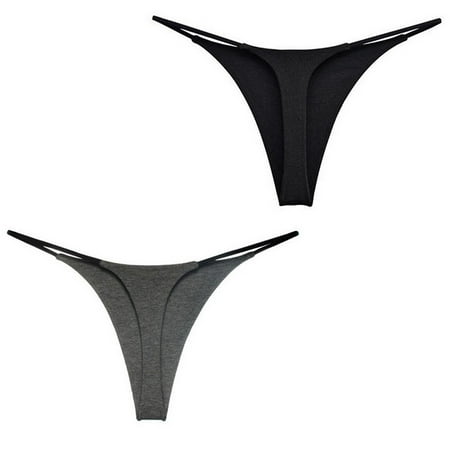 

huanledash 2Pcs Women Panties Solid Color Stretch Underwear Sexy Seamless Low Waist Thongs G-strings Briefs for Daily Wear