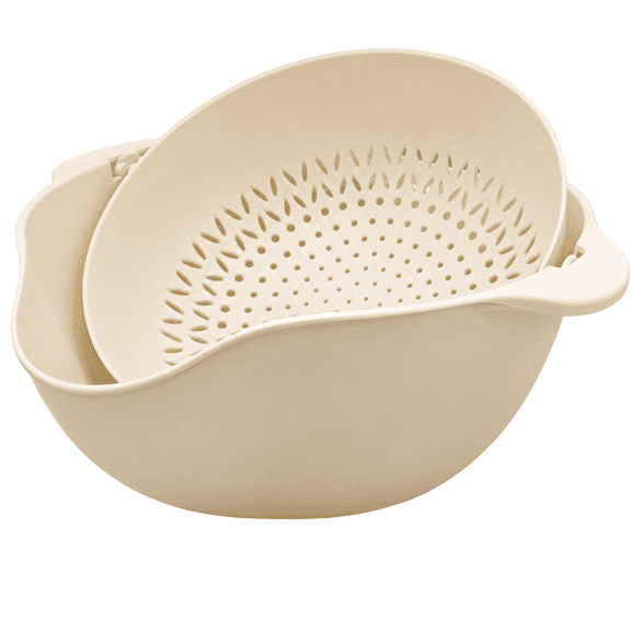 Dependable Industries 3 Qt Rotating Colander Bowl Set with Pour Spouts