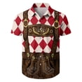 thumbnail image 2 of Men's Oktoberfest Lederhosen Themed Plaid Short Sleeve Button Down Shirt, 2 of 4