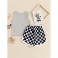 thumbnail image 4 of vera natura Toddler Boys Summer Outfits Letter Print Sleeveless Tank Tops Elastic Waist Checkerboard Shorts 2Pcs Clothes Set, 4 of 9