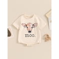 thumbnail image 2 of Niusricy Kids Baby Boys Girls Western Romper 0 3M 6M 12M 18M Toddler Short Sleeve Jumpsuits Cute Cow Print Crew Neck T-shirts Bodysuit Newborn Summer Fashion Playsuit Clothes for Daily Casual, 2 of 8