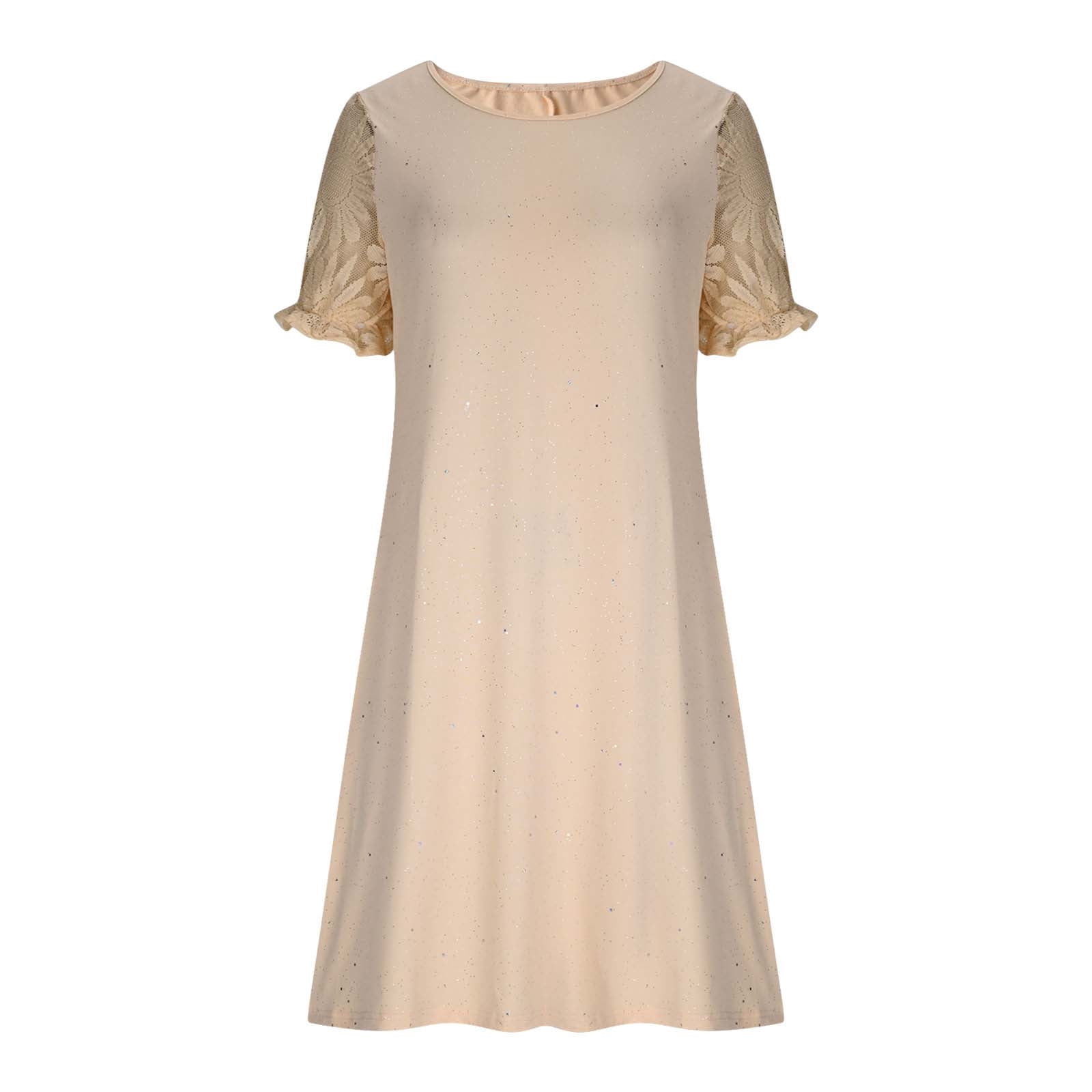 Virmaxy women summer dress 2026 Women's Sparkle Glitter A Line