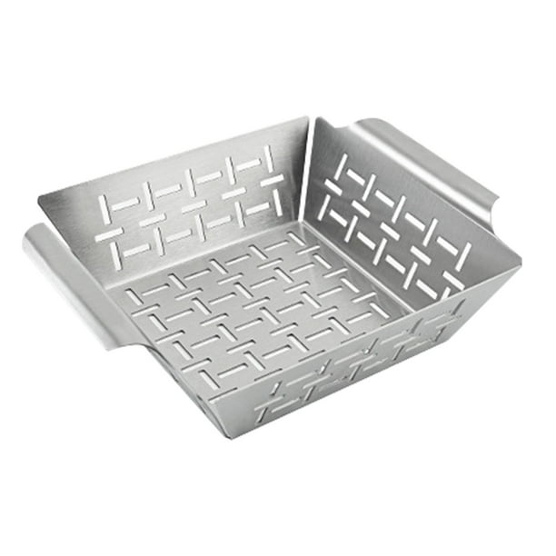 Pisexur Batería de cocina Bandeja para hornear de acero inoxidable Bandeja para fugas de barbacoa Cesta de red para barbacoa Herramienta para barbacoa Cesta pequeña p para la cocina del hogar