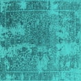 thumbnail image 1 of Ahgly Company Machine Washable Indoor Square Oriental Turquoise Blue Industrial Area Rugs, 4' Square, 1 of 4