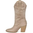 thumbnail image 2 of Polly- Women's Cowboy Mid-Calf Western Slip On Ankle Booties Almond Toe Cowgirl Boots (Clay IMSU, 5.5), 2 of 5