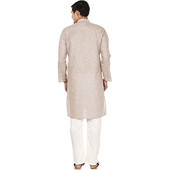 Royal Kurta Mens Cotton Linen Kurta Pyjama Set (38, Fawn)