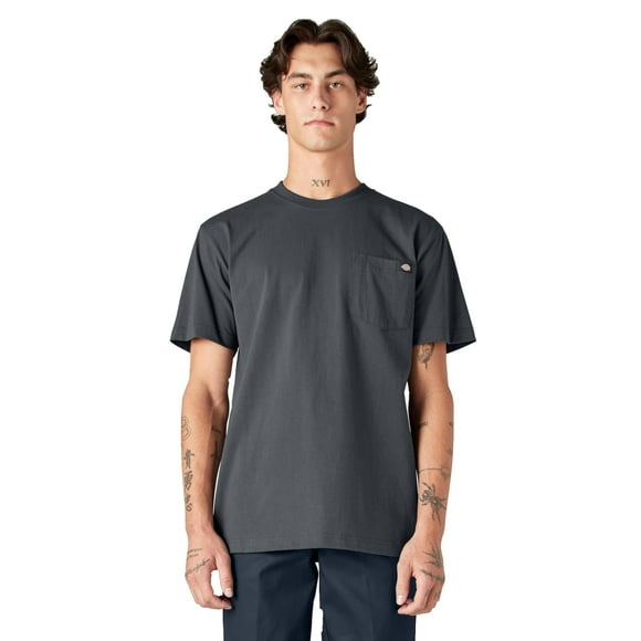 Camiseta Dickies de Algodón Pesado con Cuello Redondo y Bolsillo, Carbón, Talla XL