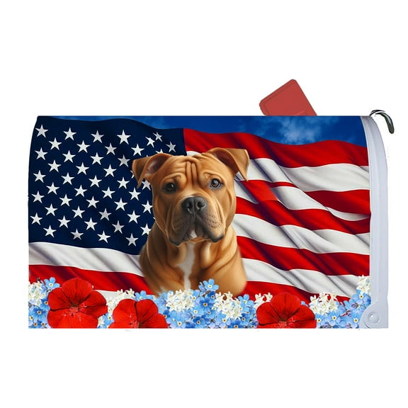 American Pit Bull Orange - Best of Breed Patriotic Dog Breed Mail Box Cover
