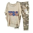 thumbnail image 2 of Black and Friday Deals 2023 Clearance under $5 JINMGG Two Piece Outfits Women, 2023 Fashion Fall Clearance Women's Print Crewneck Half Sleeve Pullover Shirt Tops + Pants Trousers Set Blue XXXXL, 2 of 6