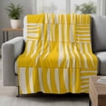 thumbnail image 2 of Yellow Geometric Blanket Soft Cozy Warm Throw Blanket for Couch, Plush Fuzzy Flannel Fleece Blankets for Sofa, Modern Abstract Minimalist Stripe Bed Blankets Lightweight Gifts for Women, 32"x48", 2 of 9
