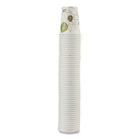 Pathways Paper Hot Cups, 8 Oz, White/green, 50/pack | Bundle of 5 Packs