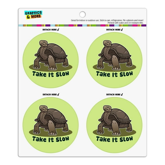 Tortoise Take It Slow Turtle Refrigerator Fridge Locker Vinyl Circle Magnet Set