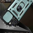 thumbnail image 3 of Compatible with iPhone 13 Pro Max Case with Sliding Camera Lens Cover and Ring Kickstand Heavy Duty Military Grade Protection Phone Shockproof Back Cover for iPhone 13 Pro Max, Green, 3 of 7