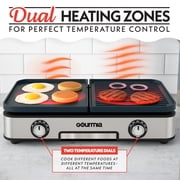Gourmia 28 Inch Ceramic Nonstick Electric Griddle, 3-in-1 Grill Combo, Dual Zone, Black