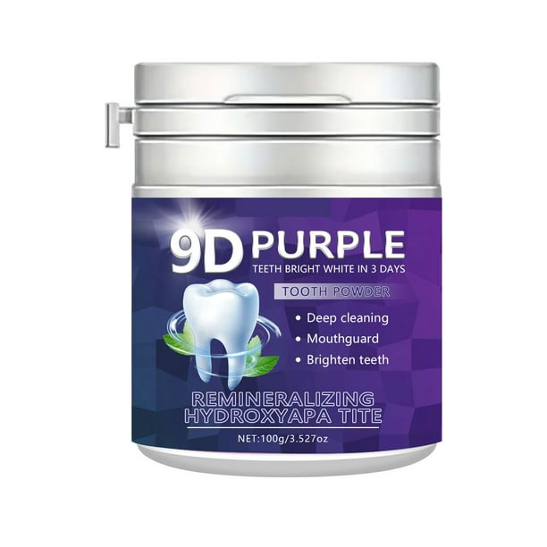 Pasta de dientes, pasta de dientes blanqueadora, polvo blanqueador de dientes morado, limpieza bucal, eliminación de manchas, polvos blanqueadores de dientes, 100 g. Limpieza dental.