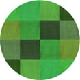 thumbnail image 1 of Ahgly Company Tapis Rond Lavable en Machine Intérieur Transitionnel Vert Néon, 6 Pieds Rond, 1 of 7