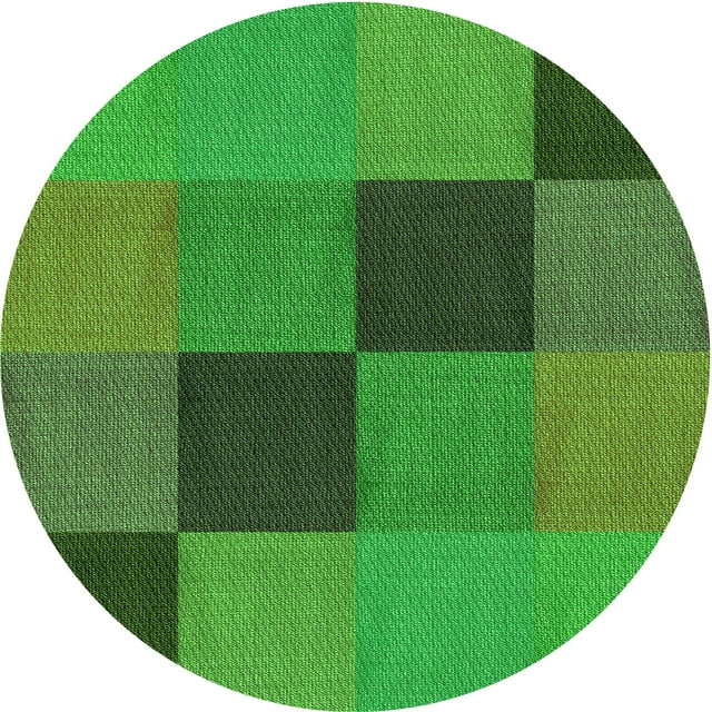 Ahgly Company Tapis Rond Lavable en Machine Intérieur Transitionnel Vert Néon, 6 Pieds Rond