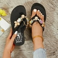 thumbnail image 2 of PEASKJP Black Sandals for Women Fisherman Sandals Flip Flop Beach Sandals Cushion Thong Style T Strap Sandals, Black 41, 2 of 5