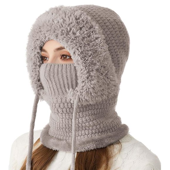 Gorro de invierno con bufanda y máscara 3 en 1 para mujer