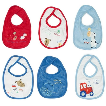 Set of Six Bibs, Assorted Colors