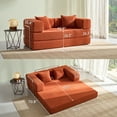 thumbnail image 4 of YINIX 62.9"  Sofa Couch with Two Pillows,  Comfy Modular Convertable Sofa Bed for Living Room and Small Spaces, Orange, 4 of 9