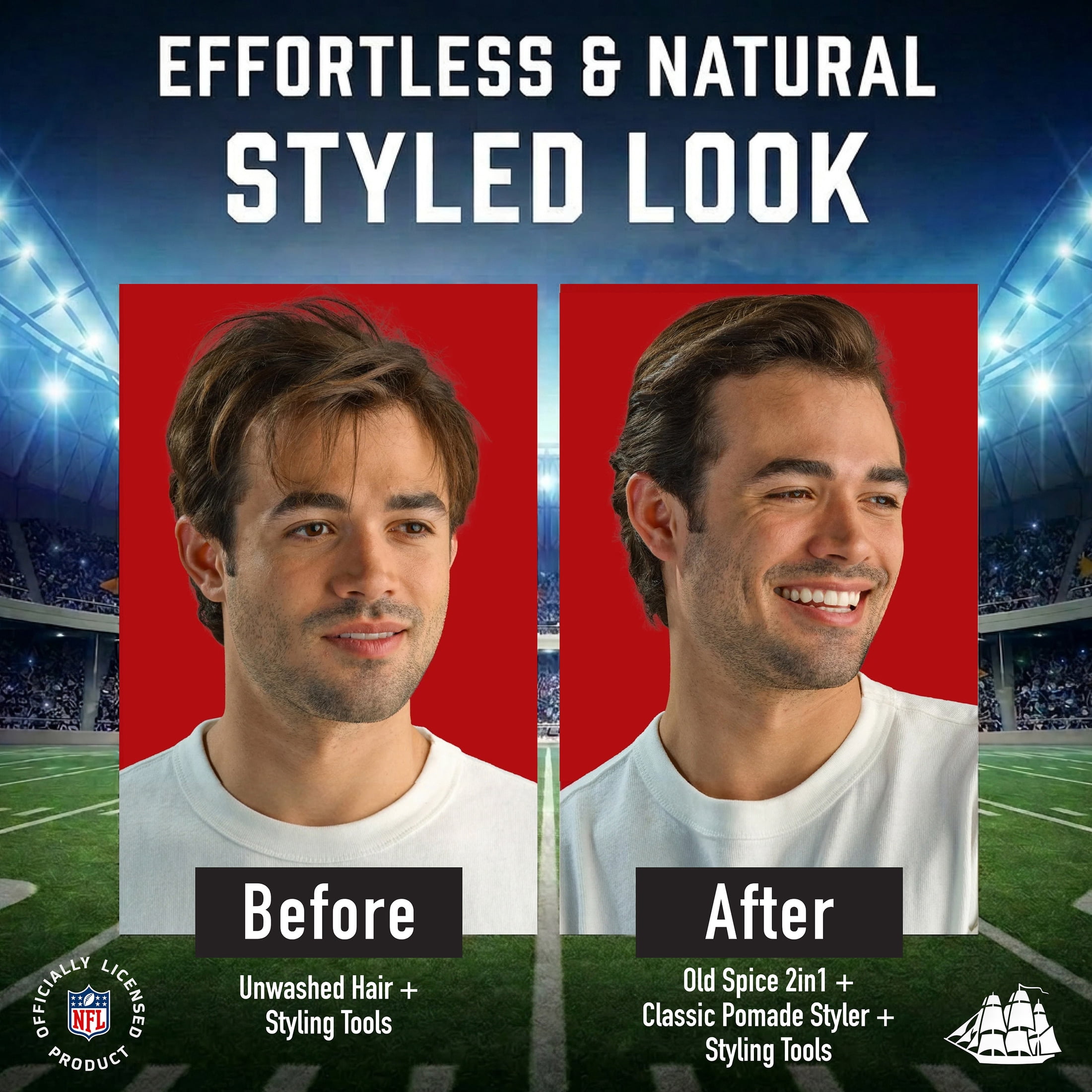 Old Spice MVP Classic Pomade for Men, Matt Stafford MVP, Men's Hair Styling Pomade, Medium Hold, Matte Finish, 2.22 oz