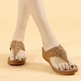 thumbnail image 2 of Vedolay Summer Shoes Women 2023's Slip On Rhinestones Round Toe Flip Flops Beach Sandals,Khaki 8, 2 of 5
