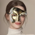 thumbnail image 1 of Máscara de media cara fantasma Máscara veneciana fantasma para fiesta de Halloween (oro antiguo), 1 of 6