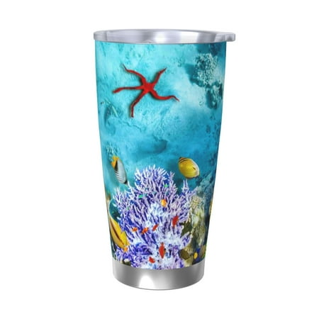

Zeuib Corals and Tropical Fish Printed 20oz Stainless Steel Insulated Car Cup Stainless Steel Thermal Cup Vacuum Insulated Leak-proof Travel Mug Cup-Without Straw