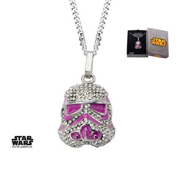 Pink Enamel Stormtrooper Stainless Steel Pendant Necklace