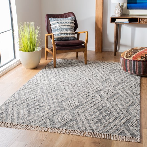 Safavieh Kilim Glanville Kilim Wool Area Rug, Black/Ivory, 5' x 8'