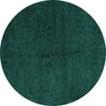 thumbnail image 1 of Ahgly Company Machine Washable Indoor Round Abstract Turquoise Blue Modern Area Rugs, 8' Round, 1 of 4