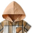thumbnail image 3 of Ruyang Boys Flannel Plaid Hood Shirts Casual Roll Up Button Down Tee Shirt Tops with Pocket Summer Short Sleeve Clothes, 3 of 4