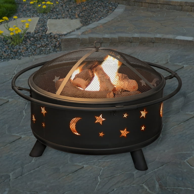 Outdoor Metal Fire Pit Bowl, Cast Iron Garden Fireplace