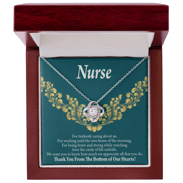 Pour les Soins Infatigables Infirmière Soignante Appréciation Infini Noeud Collier Message Carte