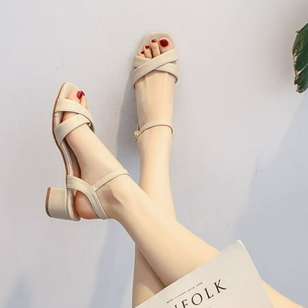 

Summer Chunky Women Sandals 2022 New Designer Square Toe Pumps Party Ladies Shoes Thick Dress Slippers Slingback Female Slides
