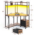 thumbnail image 7 of Romorgniz Corner Computer Desk with Fabric Drawers Gaming Desk with LED Lights Corner Desk with Hutch,Desk for Home Office, Small Space, Bedroom, Rustic Brown, 7 of 7