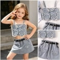 thumbnail image 2 of Toddler Outfits for Girls Graphic Print Square Neck Sleeveless Top And A-Line Skirt 2 Piece Everyday Wear Girls' Clothing Sets 3 Years-4 Years, 2 of 8