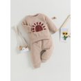 thumbnail image 3 of Bagilaanoe 2PCS Toddler Baby Girl Boy Long Pants Set Sun Pattern Long Sleeve Sweatshirt Pullover Tops + Drawstring Sweatpants 6M 12M 18M 24M 3T 4T Kids Casual Sweatsuits, 3 of 9