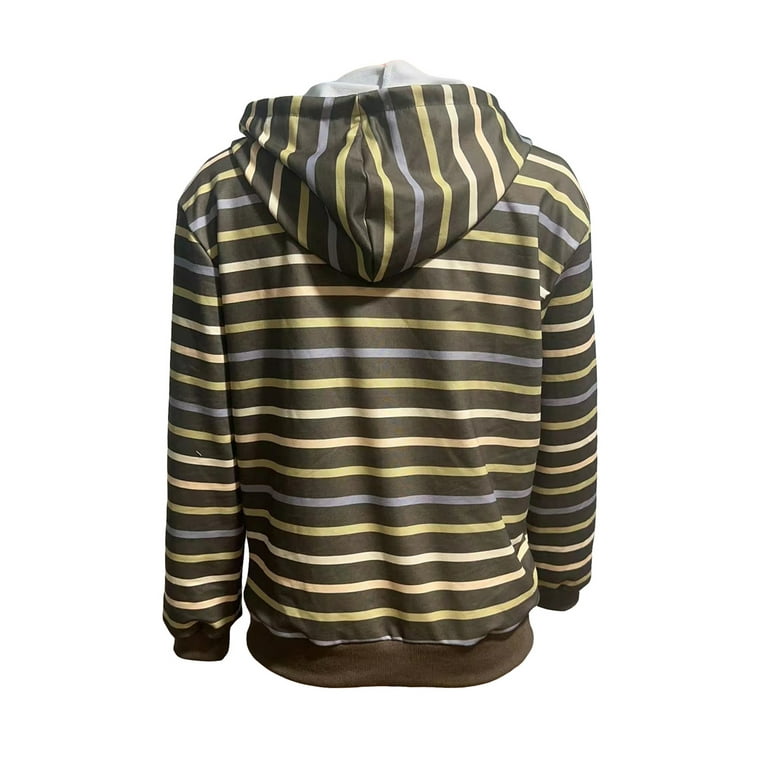 Womens Zip Up Striped Hoodie Sweatshirt Long Sleeve