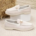 thumbnail image 4 of Miluxas Women's Suede Slip-On Penny Loafers with Metal Decoration Casual Round Toe Lightweight Moccasins Business Dress Boat Shoes Beige 6.5(38), 4 of 9